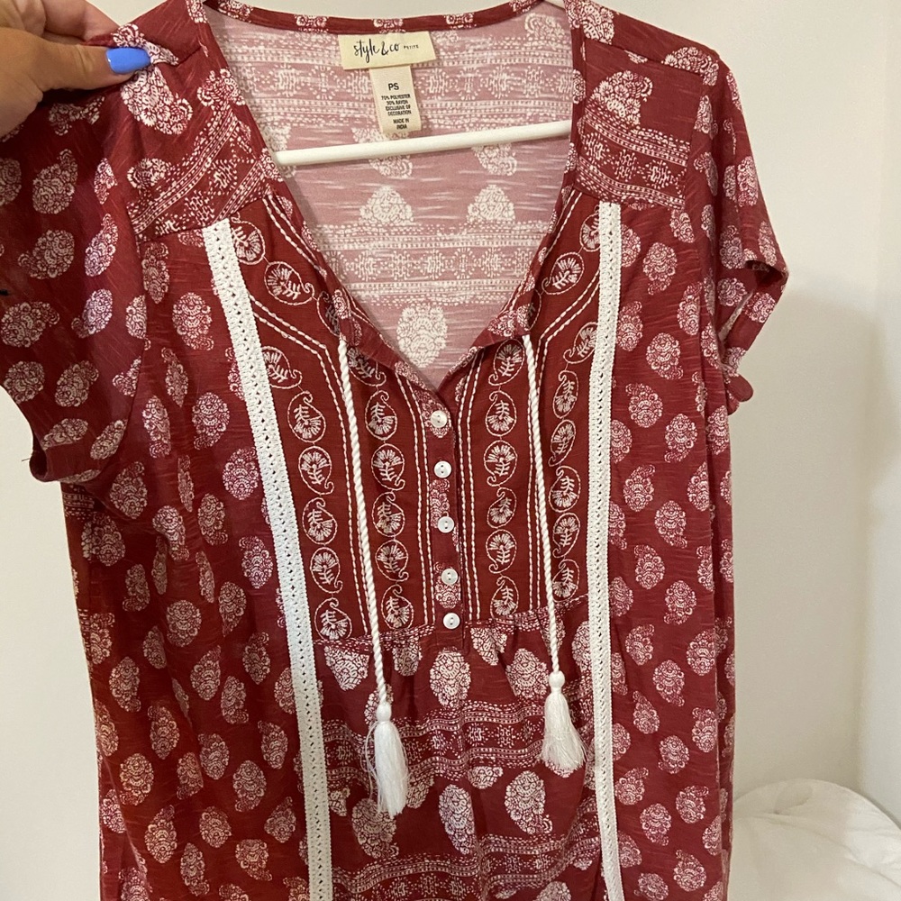 Red and white bohemian shirt